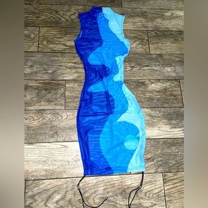 Blue Mock Neck body on dress.